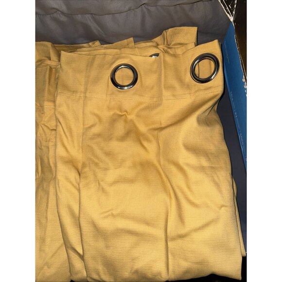 IKEA Mariam Curtain Panels Pair 57 x 98 Gold Grommets 100% Cotton - Picture 4 of 8